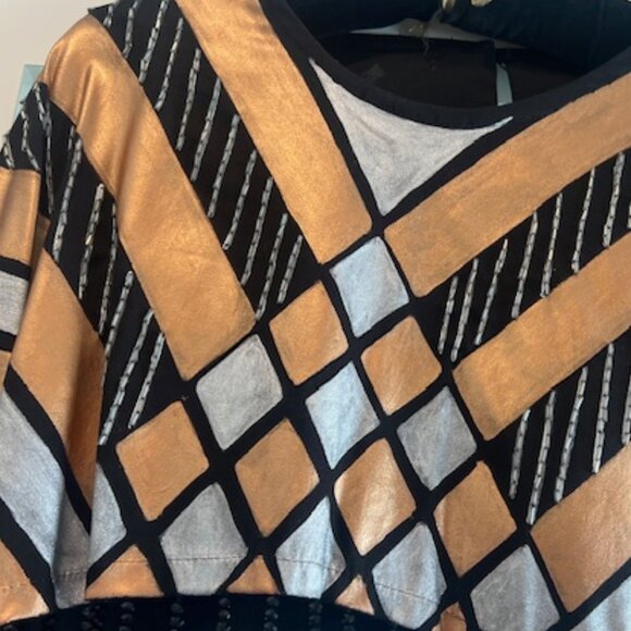 Hand painted Shawl/Poncho with sequins and beads, Small - Medium - Picture 5 of 8